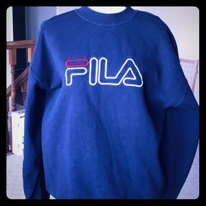 Vintage FiILA sweatshirt Dark blue big FILA logo.